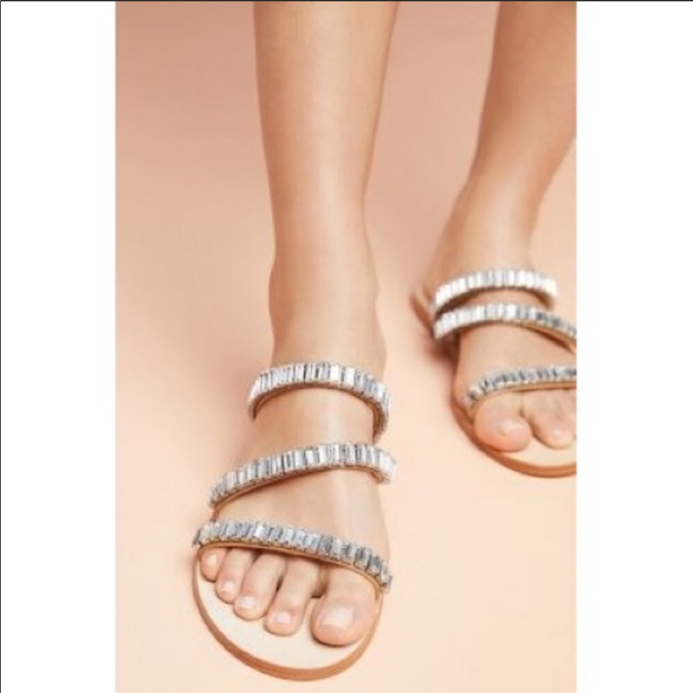 Anthropologie Sparkling Diamond Slide Sandals